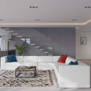 Modway Furniture Mingle 7-Piece Modular Vegan Leather Sectional Sofa Set for Modern Living Room Comfort & Style White EEI-4798-WHI