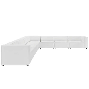Modway Furniture Mingle 7-Piece Modular Vegan Leather Sectional Sofa Set for Modern Living Room Comfort & Style White EEI-4798-WHI