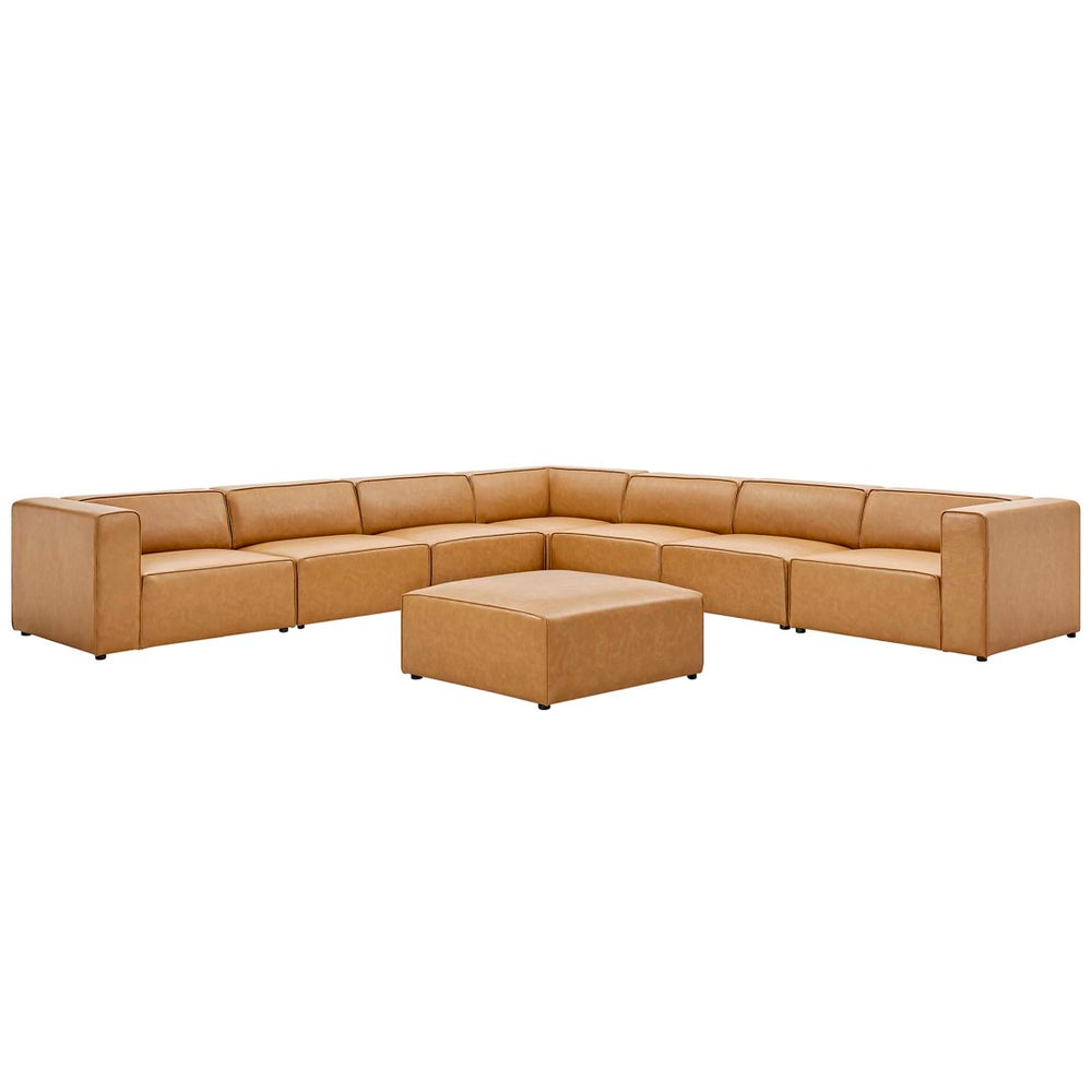 Modway Furniture Mingle 8-Piece Modular Vegan Leather Sectional Sofa Set – Stylish Comfort for Any Living Space EEI-4799-TAN