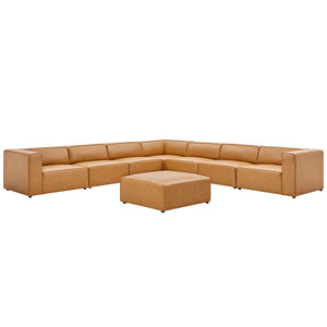 Modway Furniture Mingle 8-Piece Modular Vegan Leather Sectional Sofa Set – Stylish Comfort for Any Living Space EEI-4799-TAN