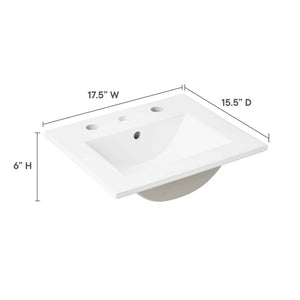 Modway Furniture Cayman 18" Contemporary Bathroom Sink - Sleek Rectangular Ceramic Design for Modern Spaces EEI-4836-WHI