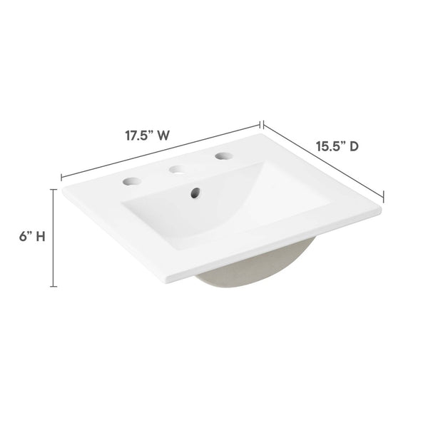 Modway Furniture Cayman 18" Contemporary Bathroom Sink - Sleek Rectangular Ceramic Design for Modern Spaces EEI-4836-WHI