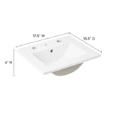 Modway Furniture Cayman 18" Bathroom Sink White 17.5 x 15.5 x 6