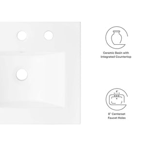 Modway Furniture Cayman 18" Contemporary Bathroom Sink - Sleek Rectangular Ceramic Design for Modern Spaces EEI-4836-WHI