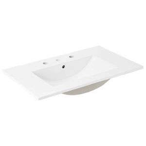 Modway Furniture Cayman 30" Modern Bathroom Sink - Sleek Ceramic Design with Integrated Countertop & Easy Maintenance EEI-4837-WHI