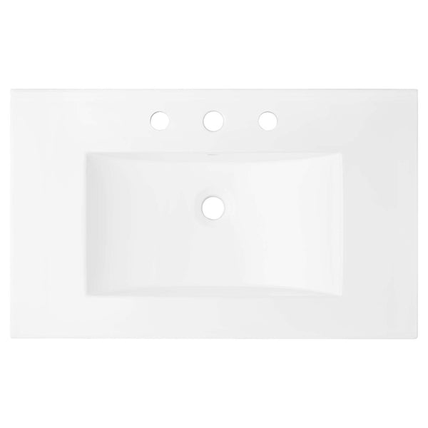 Modway Furniture Cayman 30" Modern Bathroom Sink - Sleek Ceramic Design with Integrated Countertop & Easy Maintenance EEI-4837-WHI