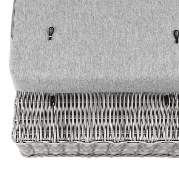 Modway Furniture Conway Outdoor Patio Wicker Rattan Ottoman - Durable, Weather-Resistant with Plush Cushion Seating Light Gray Gray EEI-4839-LGR-GRY