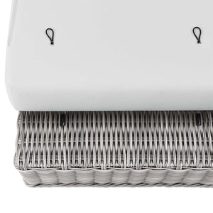 Modway Furniture Conway Outdoor Patio Wicker Rattan Ottoman - Durable, Weather-Resistant with Plush Cushion Seating Light Gray White EEI-4839-LGR-WHI