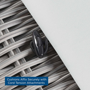 Modway Furniture Conway Outdoor Patio Wicker Rattan Ottoman - Durable, Weather-Resistant with Plush Cushion Seating Light Gray White EEI-4839-LGR-WHI