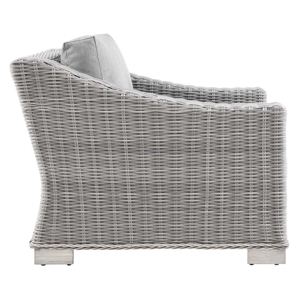 Modway Furniture Conway Outdoor Patio Wicker Rattan Armchair - Stylish, Comfortable, Weather-Resistant Seating Option Light Gray Gray EEI-4840-LGR-GRY