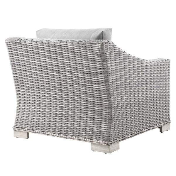 Modway Furniture Conway Outdoor Patio Wicker Rattan Armchair - Stylish, Comfortable, Weather-Resistant Seating Option Light Gray Gray EEI-4840-LGR-GRY