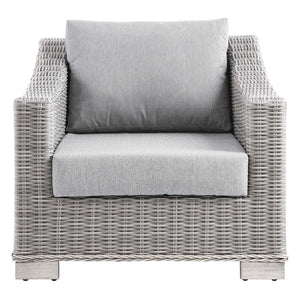 Modway Furniture Conway Outdoor Patio Wicker Rattan Armchair - Stylish, Comfortable, Weather-Resistant Seating Option Light Gray Gray EEI-4840-LGR-GRY