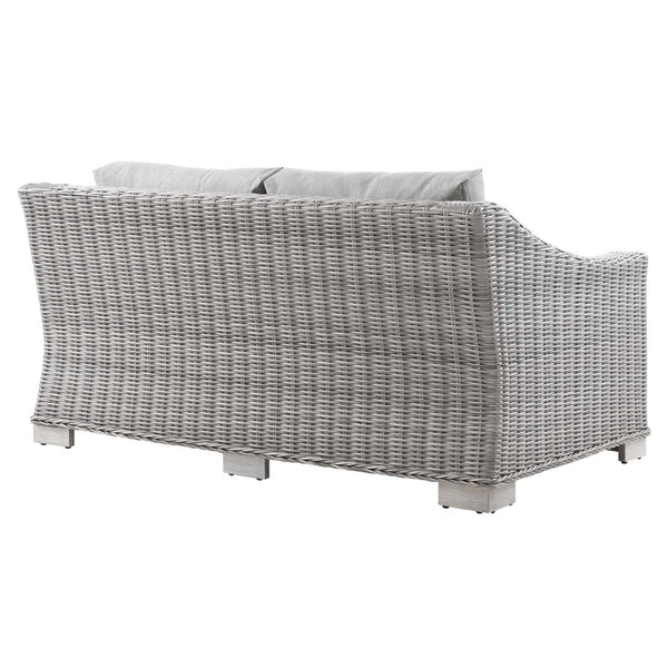 Modway Furniture Conway Outdoor Patio Wicker Rattan Loveseat - Weather-Resistant, Stylish Comfort for Any Space Light Gray Gray EEI-4841-LGR-GRY
