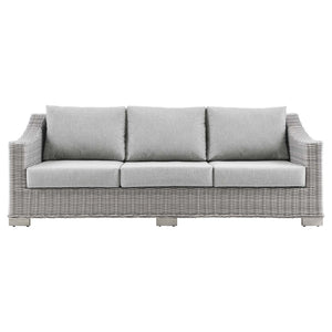 Modway Furniture Conway Outdoor Patio Wicker Rattan Sofa - Stylish, Durable Three-Seater for Ultimate Comfort & Relaxation Light Gray Gray EEI-4842-LGR-GRY