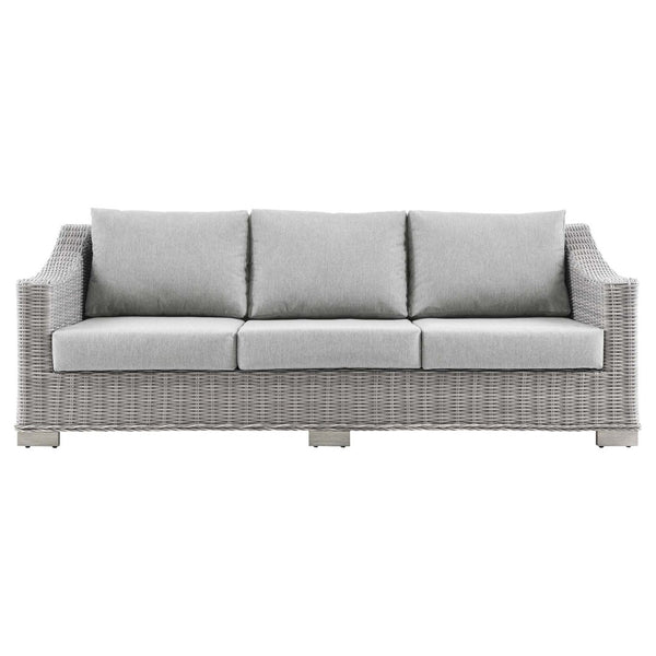 Modway Furniture Conway Outdoor Patio Wicker Rattan Sofa - Stylish, Durable Three-Seater for Ultimate Comfort & Relaxation Light Gray Gray EEI-4842-LGR-GRY