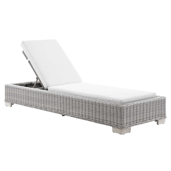 Modway Furniture Conway Outdoor Chaise Lounge - Stylish Adjustable Rattan Furniture for Patio, Poolside, & Balcony EEI-4843-LGR-WHI