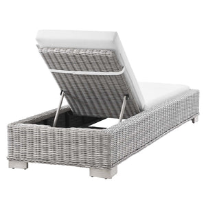 Modway Furniture Conway Outdoor Chaise Lounge - Stylish Adjustable Rattan Furniture for Patio, Poolside, & Balcony EEI-4843-LGR-WHI