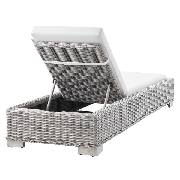 Modway Furniture Conway Outdoor Chaise Lounge - Stylish Adjustable Rattan Furniture for Patio, Poolside, & Balcony EEI-4843-LGR-WHI