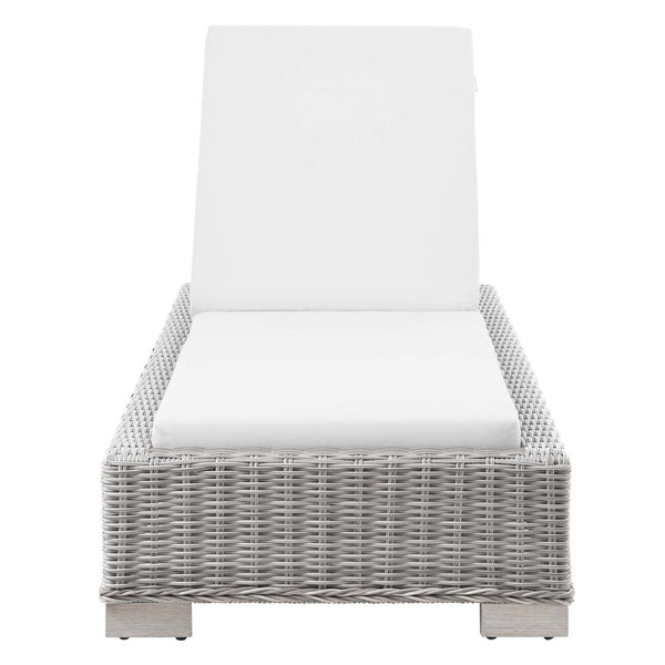 Modway Furniture Conway Outdoor Chaise Lounge - Stylish Adjustable Rattan Furniture for Patio, Poolside, & Balcony EEI-4843-LGR-WHI