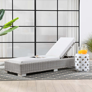 Modway Furniture Conway Outdoor Chaise Lounge - Stylish Adjustable Rattan Furniture for Patio, Poolside, & Balcony EEI-4843-LGR-WHI
