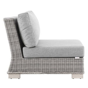 Modway Furniture Conway Outdoor Patio Wicker Rattan Armless Chair - Light Gray, UV-Resistant, Stylish Comfort for All EEI-4847-LGR-GRY