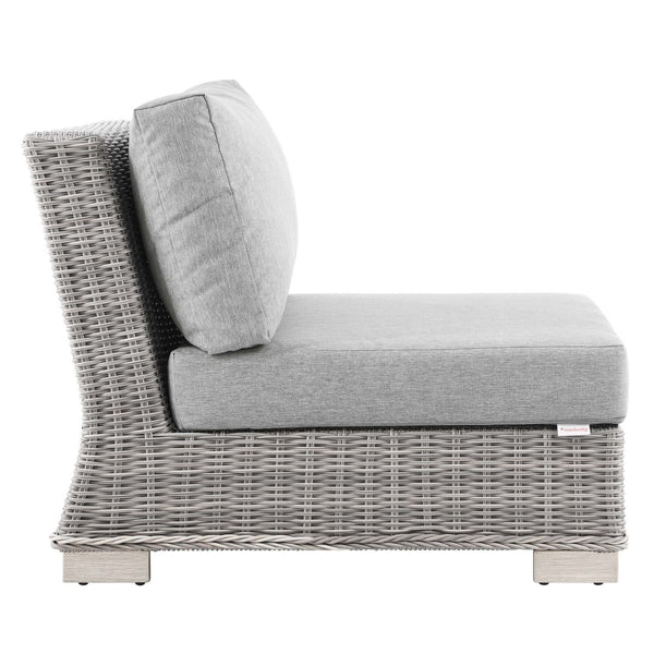 Modway Furniture Conway Outdoor Patio Wicker Rattan Armless Chair - Light Gray, UV-Resistant, Stylish Comfort for All EEI-4847-LGR-GRY