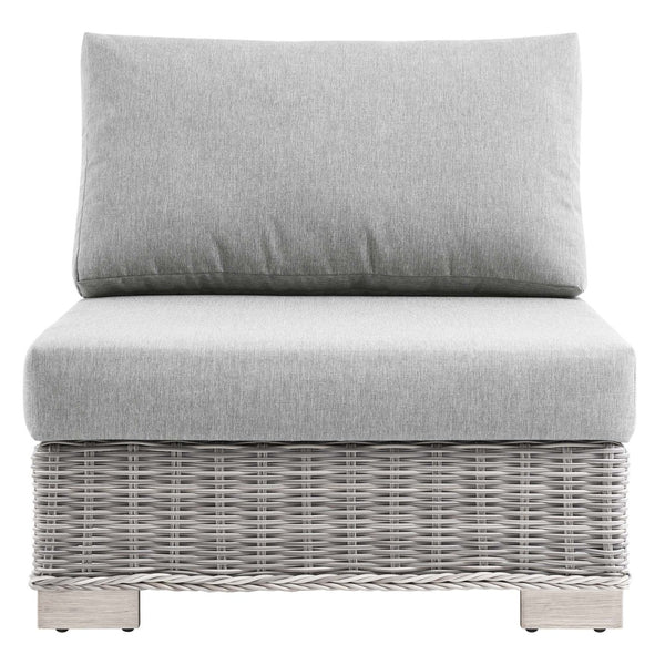 Modway Furniture Conway Outdoor Patio Wicker Rattan Armless Chair - Light Gray, UV-Resistant, Stylish Comfort for All EEI-4847-LGR-GRY