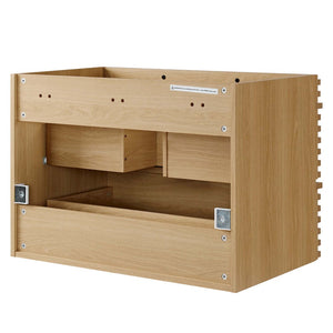 Modway Furniture Render 30" Wall-Mount Bathroom Vanity Cabinet - Mid-Century Modern Design with Ample Storage Solutions Oak EEI-4850-OAK