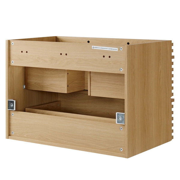 Modway Furniture Render 30" Wall-Mount Bathroom Vanity Cabinet - Mid-Century Modern Design with Ample Storage Solutions Oak EEI-4850-OAK