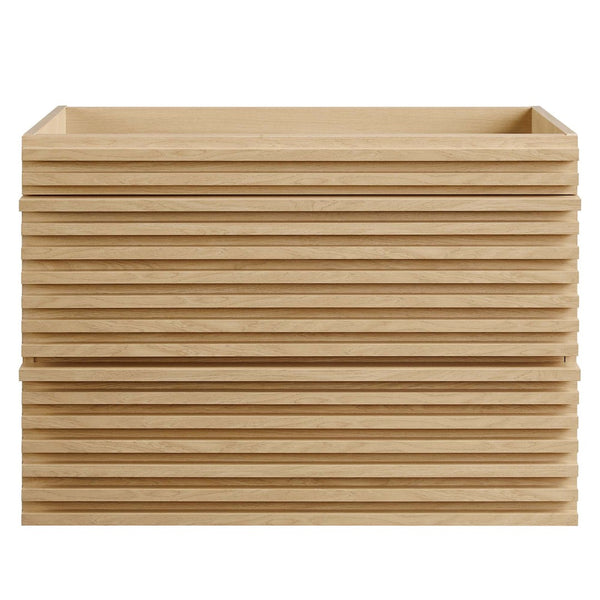 Modway Furniture Render 30" Wall-Mount Bathroom Vanity Cabinet - Mid-Century Modern Design with Ample Storage Solutions Oak EEI-4850-OAK