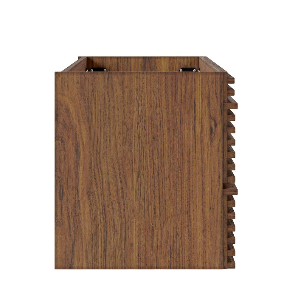 Modway Furniture Render 30" Wall-Mount Bathroom Vanity Cabinet - Mid-Century Modern Design with Ample Storage Solutions Walnut EEI-4850-WAL