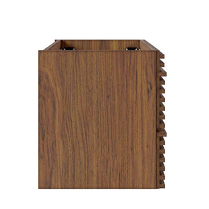 Modway Furniture Render 30" Wall-Mount Bathroom Vanity Cabinet - Mid-Century Modern Design with Ample Storage Solutions Walnut EEI-4850-WAL