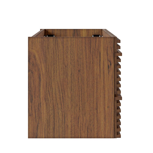 Modway Furniture Render 30" Wall-Mount Bathroom Vanity Cabinet - Mid-Century Modern Design with Ample Storage Solutions Walnut EEI-4850-WAL