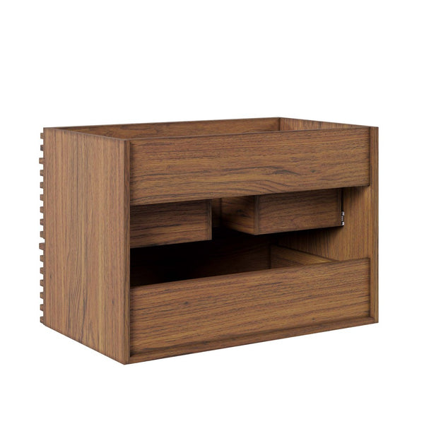 Modway Furniture Render 30" Wall-Mount Bathroom Vanity Cabinet - Mid-Century Modern Design with Ample Storage Solutions Walnut EEI-4850-WAL