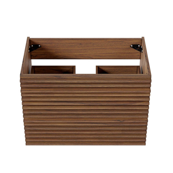 Modway Furniture Render 30" Wall-Mount Bathroom Vanity Cabinet - Mid-Century Modern Design with Ample Storage Solutions Walnut EEI-4850-WAL