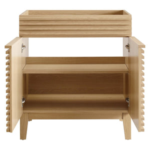 Modway Furniture Render 30" Bathroom Vanity Cabinet - Stylish Mid-Century Modern Design with Practical Storage Solution Oak EEI-4851-OAK