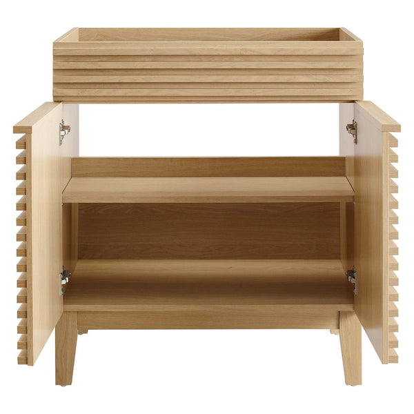 Modway Furniture Render 30" Bathroom Vanity Cabinet - Stylish Mid-Century Modern Design with Practical Storage Solution Oak EEI-4851-OAK