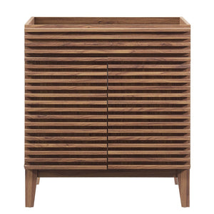Modway Furniture Render 30" Bathroom Vanity Cabinet - Stylish Mid-Century Modern Design with Practical Storage Solution Walnut EEI-4851-WAL