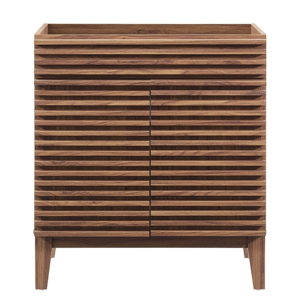 Modway Furniture Render 30" Bathroom Vanity Cabinet - Stylish Mid-Century Modern Design with Practical Storage Solution Walnut EEI-4851-WAL