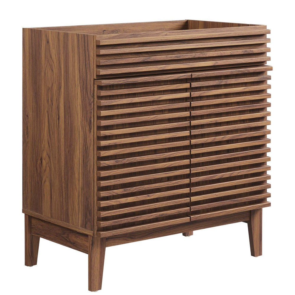Modway Furniture Render 30" Bathroom Vanity Cabinet - Stylish Mid-Century Modern Design with Practical Storage Solution Walnut EEI-4851-WAL