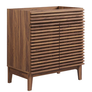 Modway Furniture Render 30" Bathroom Vanity Cabinet - Stylish Mid-Century Modern Design with Practical Storage Solution Walnut EEI-4851-WAL