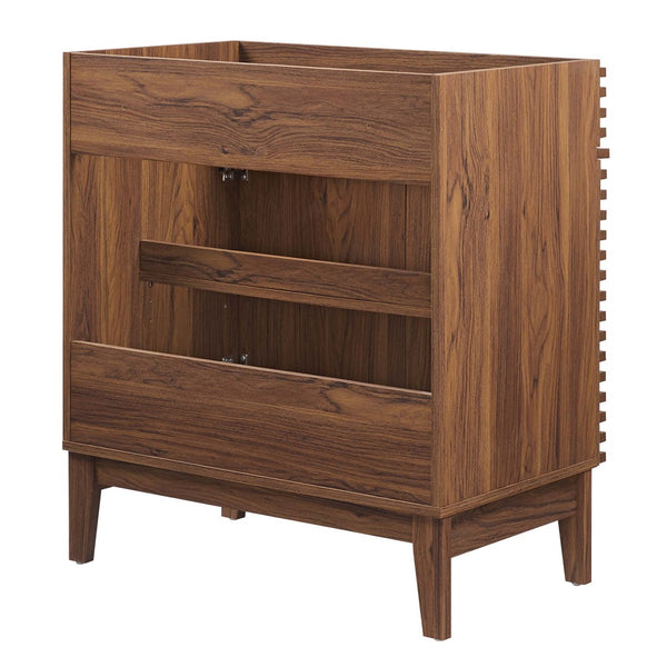 Modway Furniture Render 30" Bathroom Vanity Cabinet - Stylish Mid-Century Modern Design with Practical Storage Solution Walnut EEI-4851-WAL