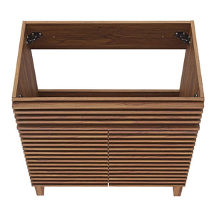 Modway Furniture Render 30" Bathroom Vanity Cabinet - Stylish Mid-Century Modern Design with Practical Storage Solution Walnut EEI-4851-WAL