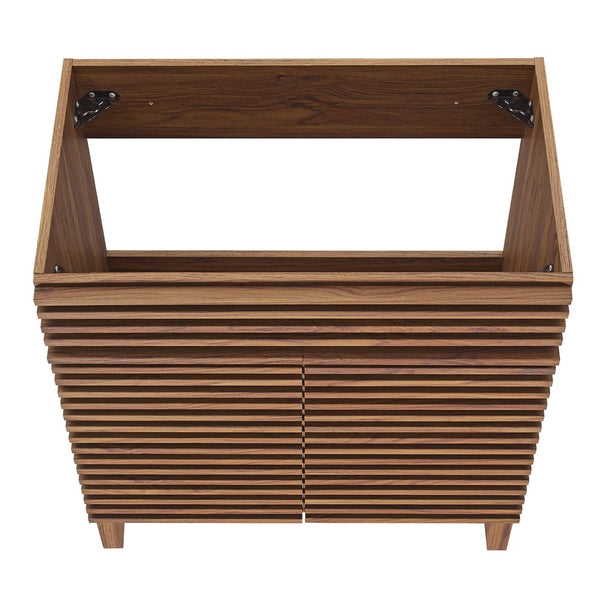 Modway Furniture Render 30" Bathroom Vanity Cabinet - Stylish Mid-Century Modern Design with Practical Storage Solution Walnut EEI-4851-WAL