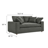 Modway Furniture Commix Down Filled Overstuffed Loveseat Gray 40 x 72.5 x 35