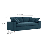 Modway Furniture Commix Down Filled Overstuffed Sofa Azure 40 x 92.5 x 35