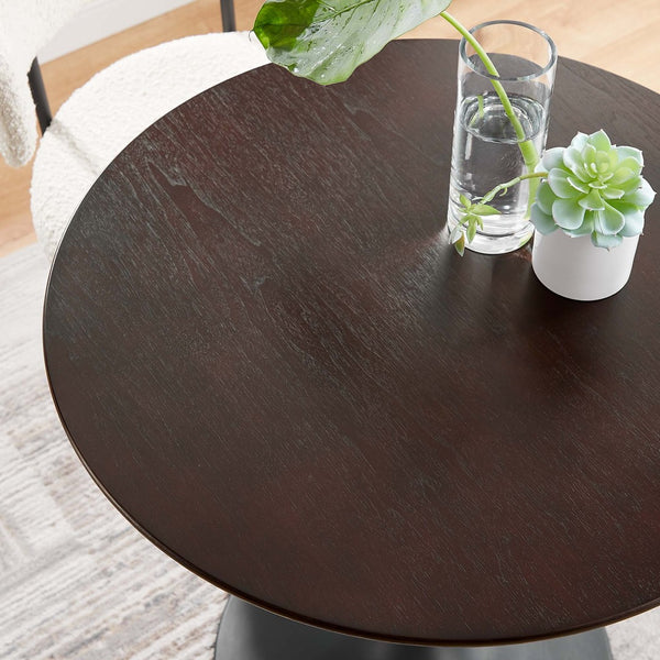 Modway Furniture Lippa 28" Round Wood Dining Table - Modern Mid-Century Design for Small Spaces & Cozy Meals EEI-4861-BLK-CHE