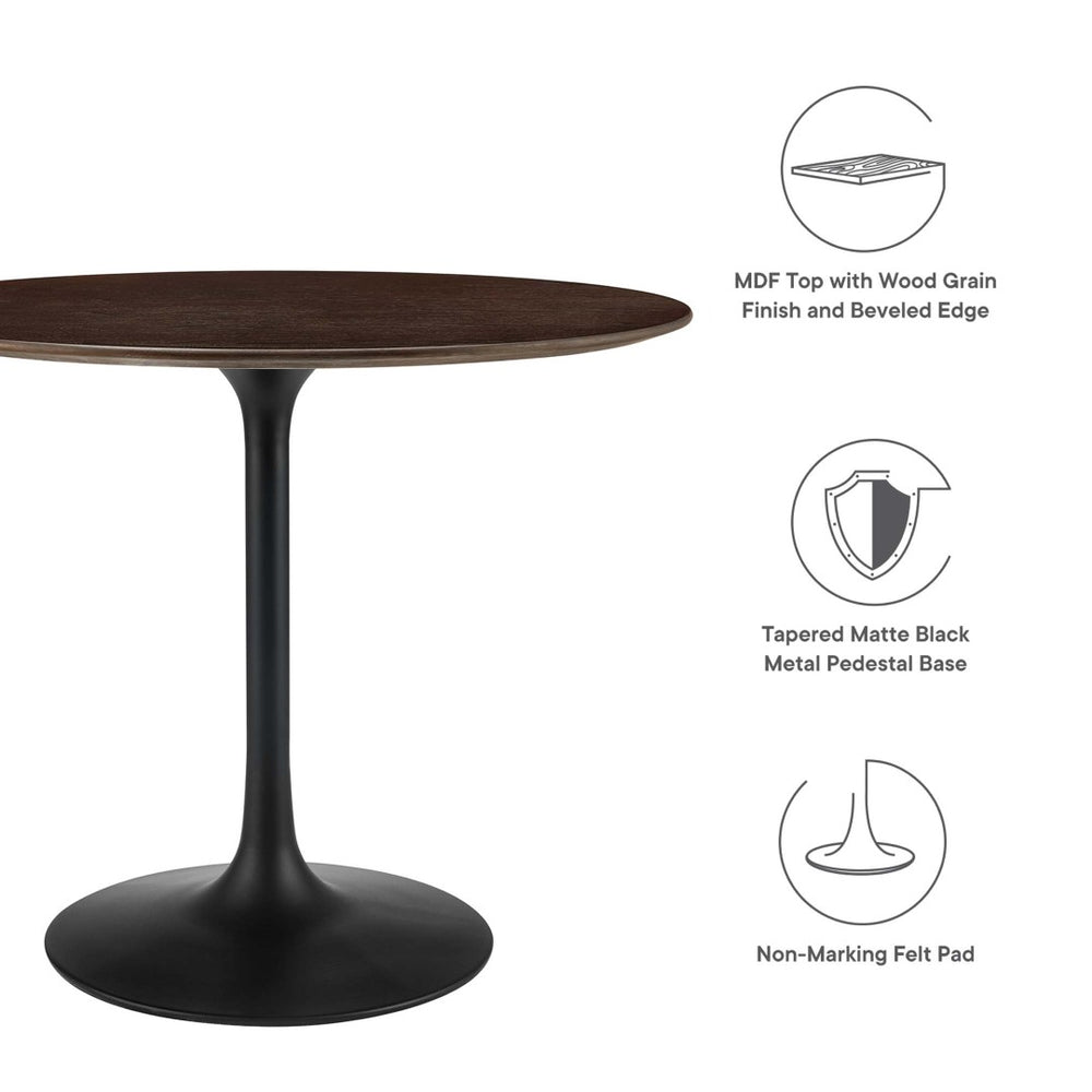 Modway Furniture Lippa 36" Round Wood Dining Table - Mid-Century Modern Design with Tapered Metal Base, Black Cherry EEI-4862-BLK-CHE