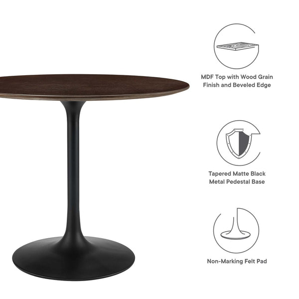 Modway Furniture Lippa 36" Round Wood Dining Table - Mid-Century Modern Design with Tapered Metal Base, Black Cherry EEI-4862-BLK-CHE