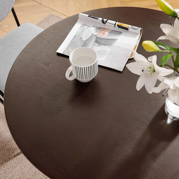 Modway Furniture Lippa 36" Round Wood Dining Table - Mid-Century Modern Design with Tapered Metal Base, Black Cherry EEI-4862-BLK-CHE